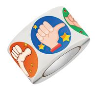 JEWEDECO Pegatinas Motivacionales Redondas de 25 CM para Rollo de 500 Pegatinas Autoadhesivas para Recompensas Aula y Jardín de Infancia Diseños de Pulgar para Incentivar Estudiantes