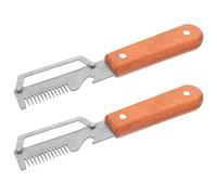 JEWEDECO Pelador de Frutas y Verduras Abrebotellas Fiable de Acero Inoxidable Mango de Madera Marrón y Diseño Ergonómico para Cocina y Preparación de Comidas