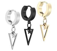 JEWEDECO Pendientes de Estrella Colgante en Acero Inoxidable, Diseño Decorativo y Llamativo, Estilo Hip Hop para Fiesta, Pack de 3 Piezas para Chicas