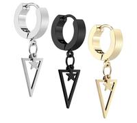 JEWEDECO Pendientes de Mujer Clip de Acero Inoxidable, Diseño Llamativo de Figura, Estilo Hip Hop y Moda, Pack de 3 Piezas para Fiesta y Uso Diario