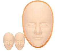JEWEDECO Piel de Práctica para Tatuajes y Maquillaje 5d de Silicona Facial Realista, Kit 3 Piezas para Cejas Base Fija de Pvc Naranja, Adecuado para Artistas y Formación Profesional