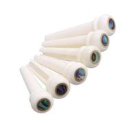 JEWEDECO Pines del Puente para Guitarra Acústica de Hueso de Buey Blanco Diseño de Ángulo de 3 Grados, Paquete de 6 Piezas para Transferencia de Vibración y Pronunciación Fuerte