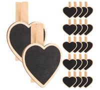 JEWEDECO Pinzas para Fotos de Madera Pizarra en Forma de Corazón, Set de 24 Mini Abrazaderas para Etiquetas y Notas, Accesorios Decorativos para Hogar, Bodas y Fiestas, Tablón de Notas