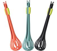 JEWEDECO Pinzas para Huevo de Nylon 3 Piezas Batidor Manual Ligero y Mango Ergonómico para Cocina y Repostería