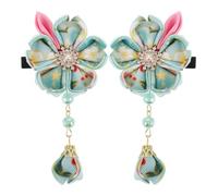JEWEDECO Pinzas Pelo Clásicas de Aleación de Zinc con Diseño de Flores y Borlas, Accesorios Vintage para Niñas que Combinan con Trajes Tradicionales y Fiestas, 2 Piezas