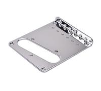 JEWEDECO Placa de Puente de Acero para Guitarra Eléctrica y Cigar Box Guitar, Color Plata, Fácil de Instalar y Usar 6 Puntos Ajustables para Cuerdas