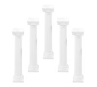 JEWEDECO Plástico Decoración de Pilar Romano 5 Piezas, Blanco | Estilo Clásico, Superficie Lisa, para Mini Casas, Fondos Fotográficos, Centros de Mesa y Mesa de Arena
