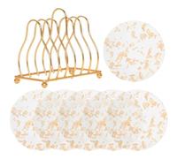 JEWEDECO Posavasos Redondos de Acrílico Transparente 6 Piezas para Café y Té con Soporte, Protege Superficies y Atrapa Condensación para Mesa de Café