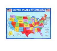 JEWEDECO Póster Educativo Mapa de Estados Unidos para Pared Papel UV Resistente Tamaño Mediano Mapa de Geografía para Aprender en Aula y Hogar para Estudios Sociales