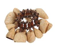 JEWEDECO Pulsera Artesanal de Nueces Ligera Campana de Mano para Sesiones de Ritmo Tribales y Baile, Sonajero de Percusión Manual Sonidos Claros y Vibrantes