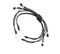 JEWEDECO Pulsera Tejida Ajustable para Parejas de Acero Inoxidable y Cuerda de Cera Negra, 2 Piezas, Adorno Funcional para Uso Diario y Bailes
