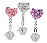 JEWEDECO Reloj de Auxiliar Forma de Melocotón, Colgante de Cuarzo, 3 Piezas, Aleación Espejo Transparente, Fácil de Llevar para Estudiantes y Personal Sanitario