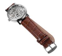 JEWEDECO Reloj Mecánico Manual para Hombres con Dial Redondo Diseño Elegante y Correa De PU Plateado y Marrón Modelo Winner