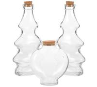 JEWEDECO Set de 3 Botellas Deseos para Ceremonia de Arena en Bodas, de Vidrio Ligero Tapón de Corcho, Diseño en Forma de Árbol y Corazón para Decoración y Ritual