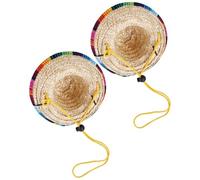 JEWEDECO Sombreros para Perros de Paja Tejida Ajustables 2 Piezas Tamaño S, Accesorio para Fiesta Cinco de Mayo, Decoración Ligera y Cómoda para Mascotas Pequeñas