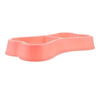 JEWEDECO Tazón de Comida para Perros y Gatos de Plástico Forma de Hueso, Doble Cuenco Resistente a Mordeduras y Base Estable para Mascotas Pequeñas