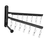JEWEDECO Tendedero de Balcón de Pared Doble Giratorio Secador de Ropa Compacto y Resistente con Doble Barra Negra para Espacios Pequeños