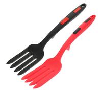 JEWEDECO Tenedores de Silicona Multifunción para Ensalada y Pasta 2 Piezas Resistentes al Desgaste Color Negro y Rojo Ergonómicos Reutilizables para Uso Doméstico en Cocina