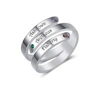 Jeweidea Anillo Personalizado con Nombres Grabados Piedras Natales Personalizadas Anillo de Promesa para Mujeres Hombres Anillos Ajustables Día de la Madre