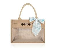 Jeweidea Bolso de Yute Personalizado con Nombre Grabado Tote Bag Bolso de Playa para Mujer Bolso de Compras para Boda, Picnic, Playa, Regalo Cumpleaños Personalizado (E)