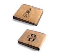 Jeweidea Cartera de Piel con Alfabeto con Nombre Grabado para Hombre, Cartera Personalizada con Foto y Letra, con Tarjetero RFID para Marido, Padre, Novio, para cumpleaños de Navidad