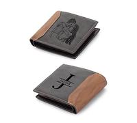 Jeweidea Cartera de Piel con Alfabeto con Nombre Grabado para Hombre, Cartera Personalizada con Foto y Letra, con Tarjetero RFID para Marido, Padre, Novio, para cumpleaños de Navidad