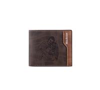 Jeweidea Carteras Hombre Personalizadas con Foto Carteras para Hombre Piel Grabada Nombre Cartera Tarjetero Hombre para Papá Esposo Hijo Regalos Personalizados Regalos del Día del Padre