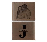 Jeweidea Carteras Hombre Personalizadas con Foto Carteras para Hombre Piel Grabada Nombre Cartera Tarjetero Hombre para Papá Esposo Hijo Regalos Personalizados Regalos del Día del Padre