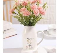 Jeweidea Jarrón de Cerámica Personalizado con Nombre Grabado, Regalo para Mamá, Regalo para Abuela, Regalo para Día de la Madre, Jarrón Blanco Mesa de Comedor Decoración para el Hogar (Estilo 9)