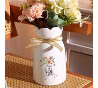 Jeweidea Jarrón de Cerámica Personalizado con Nombre Grabado, Regalo para Mamá, Regalo para Abuela, Regalo para Día de la Madre, Jarrón Blanco Mesa de Comedor Decoración para el Hogar (Estilo 8)