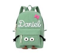 Jeweidea Mochila Infantil Personalizadas Niñas Niños con Nombre Mochilas Escolares 3-6 Años para Guardería Escuela Primaria Adolescente Viajes，Estilo 1-Verde