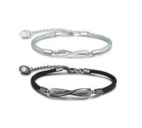 Jeweidea Pulsera Pareja Personalizada con Nombre Grabado Pulsera magnética para Mujeres Hombres Pulsera Trenzada Ajustable Infinito de Larga Distancia Regalos de San Valentín