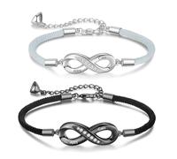 Jeweidea Pulsera Pareja Personalizada con Nombre Grabado Pulsera Magnética para Mujeres Hombres Pulsera Trenzada Ajustable Infinito de Larga Distancia Regalos de San Valentín (Estilo 6)