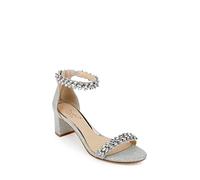 Jewel Badgley Mischka Bronwen, Sandalia con talón Mujer, Silver, 38 EU