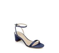 Jewel Badgley Mischka Danni II Low Block Heel Sandal, Sandalia con talón Mujer, Azul Marino Satén, 38.5 EU