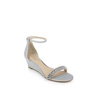 Jewel Badgley Mischka Sandalia de cuña Lora para mujer, Escarcha plateada, 40.5 EU