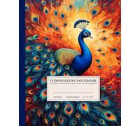 Jewel Tones Composition Notebook | Stylized Peacock Feathers College-Ruled Notebook: Abstract Peacock Tail Feathers in Rich Colors | 110 Pages | 7.5" ... for Students, Artists, and Nature Lovers