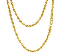 JEWELHEART Cadena de cuerda de oro real de 14 quilates y 10 quilates, cadena de eslabones torcidos de corte de diamante de 2,6 mm, 3,1 mm, 3,5 mm, 4,4 mm, 4,9 mm, corte de diamante para hombre