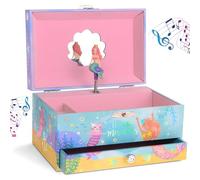 Jewelkeeper - Caja Joyero para Niñas con Cajón Extraíble, Diseño de Sirena Arcoíris y Lámina de Oro - Melodía Sobre las Olas