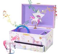 Jewelkeeper Caja Musical para Joyero para Niñas, con Unicornio Arco Iris y Estrellas de Lentejuelas, con Cajón Extraíble - Melodía The Beautiful Dreamer - Cajita de Musica Unicornio para Niñas