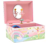 Jewelkeeper - Joyero Musical Infantil con Bailarina, Arcoíris y Pan de Oro - Melodía Lago de los Cisnes - Caja de Música Infantil Madera con Espejo Ovalado y Cajones Extraíbles para Niñas