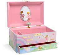 Jewelkeeper - Joyero Musical para Niñas con Cajón Extraíble, Diseño de Arco Iris y Lámina Dorada - Melodía del Lago de los Cisnes