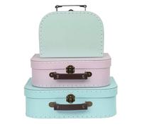 Jewelkeeper - Maletas Decorativas de cartón, Juego de 3 - Baúl para Juguetes para cumpleaños, Bodas, Navidad, guarderías, decoración de Oficina, vitrinas y Fotos - Diseño Pastel Retro