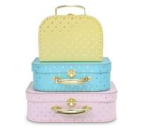 Jewelkeeper - Maletas decorativas de cartón, juego de 3 - Baúl para juguetes para cumpleaños, bodas, Navidad, guarderías, decoración de oficina, vitrinas y fotos - Diseño de lunares dorados