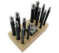 Jewellers Tools 12 Punzones Dapping Bloque Dapping 25 mm 12 Las depresiones Soporte de Madera