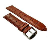 Jewellers Tools 24 mm Extra Larga de Piel Imitacion de cocodrilo Correa de Reloj Banda para Hombre Acolchada SS Hebilla XL marrón/marrón