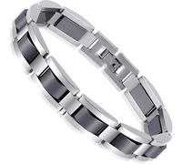 Jewellery - Pulsera de acero inoxidable para hombre y mujer, diseño rectangular, color negro, One Size, Acero inoxidable, No es una piedra preciosa