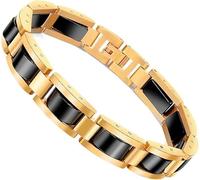 Jewellery - Pulsera de acero inoxidable para hombre y mujer, diseño rectangular, color negro, One Size, Acero inoxidable, No es una piedra preciosa