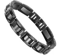 Jewellery - Pulsera de acero inoxidable para hombre y mujer, diseño rectangular, color negro, One Size, Acero inoxidable, No es una piedra preciosa