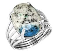 Jeweloporium 925 Esterlina Plata anillo Natural K2 Jaspe Hecho a mano Joyería tamaño 11